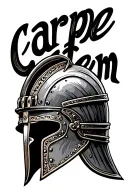 "Carpe diem" gladiator helmet tattoo design idea