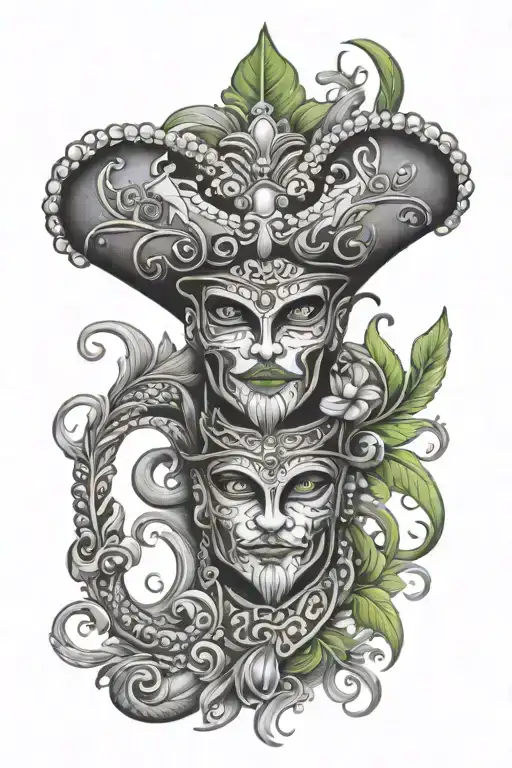 Louisiana Mardi Gras full wrap around arm sleeve tattoo tattoo design idea