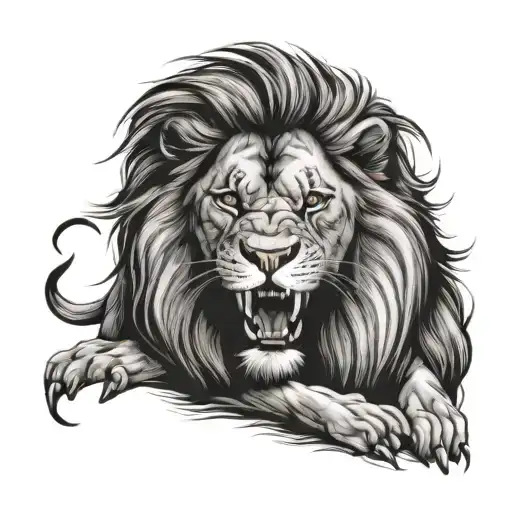 lion with scar tattoo design idea