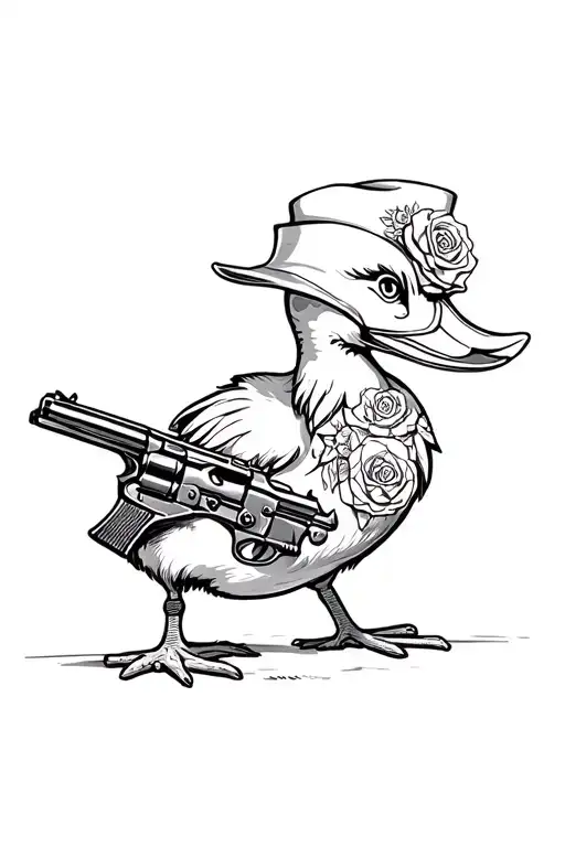 Donal duck with guns and roses tattoo design idea