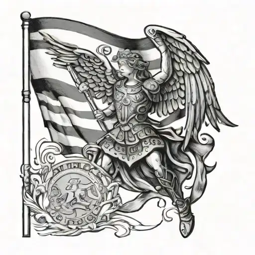 st Micheal flag tattoo design idea