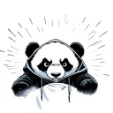 angry panda wearing a hoodie ascending into heaven tattoo design idea