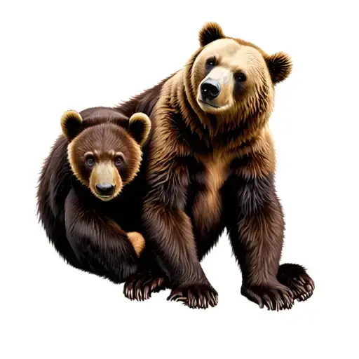 mama bear sitting with cubs surrounded tattoo design idea