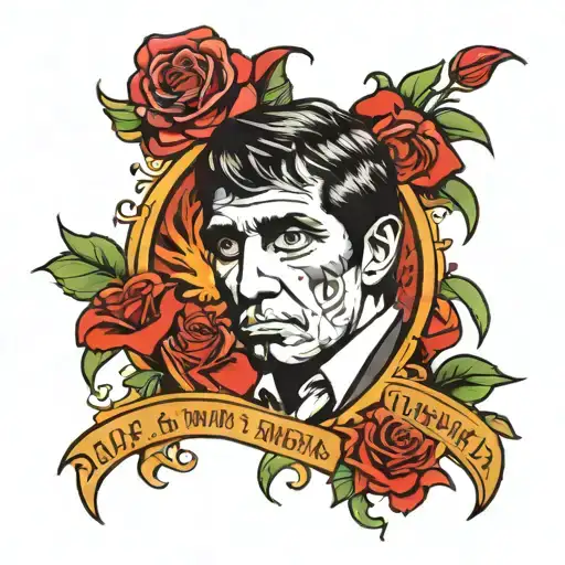 Tony Montana logo merged tattoo design idea