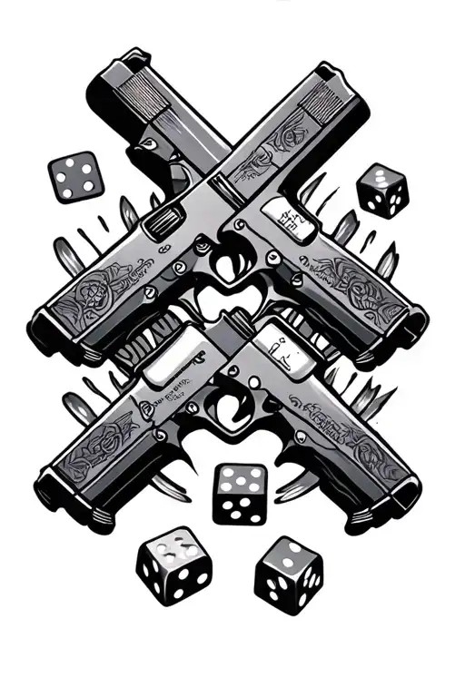 glocks and dice surrounded tattoo design idea