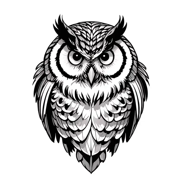 owl perched on top tattoo design idea