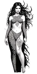 Celtic women full body woman tattoo design idea