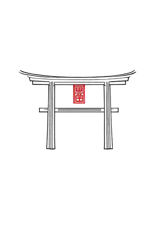 Japanese torii gate red tattoo design idea