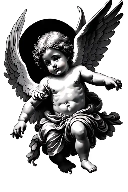 cherub flying tattoo design idea