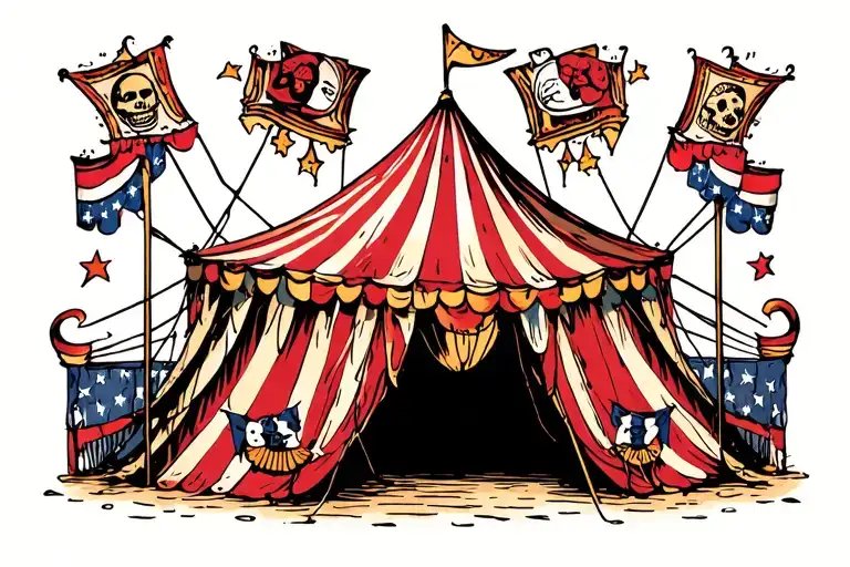 dark circus tent tattoo design idea