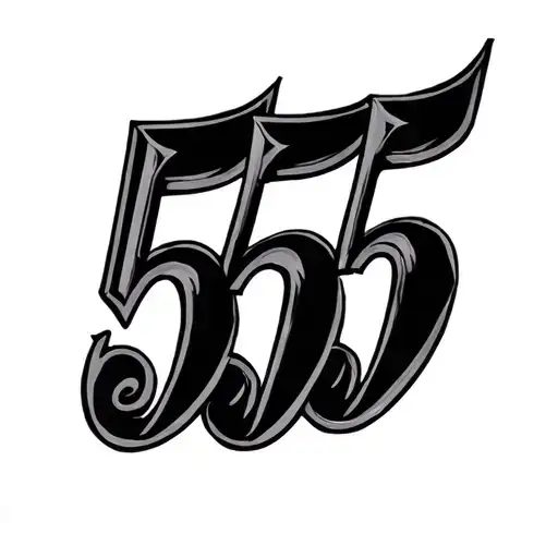 "555" 555 number outline tattoo design idea