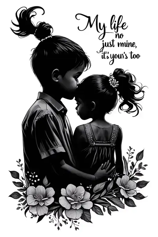  "my life is no longer just mine, it's yours too" tattoo design for my son and daughter tattoo design idea