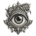 an eye with tear drop falling intertwined with roman numerals clock tattoo design idea