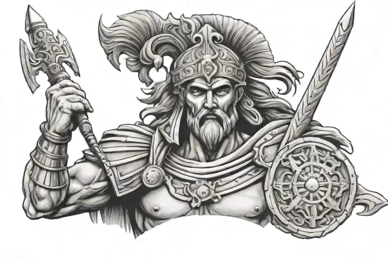 Greece god of warriors tattoo design idea