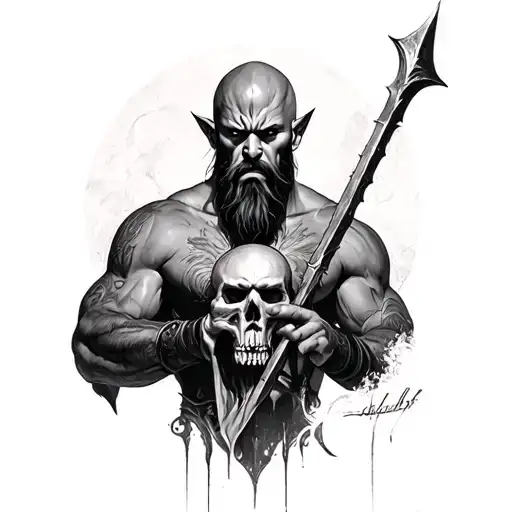 Kratos god of war for father death date tattoo design idea