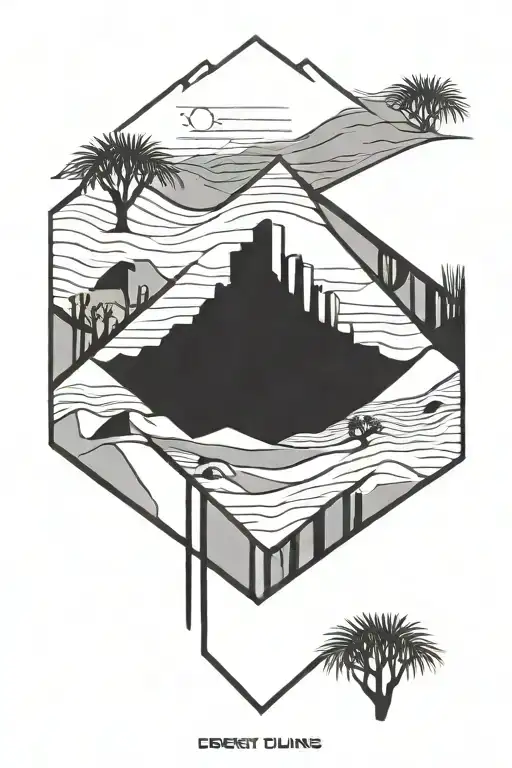 desert dunes  rectangular tattoo tattoo design idea