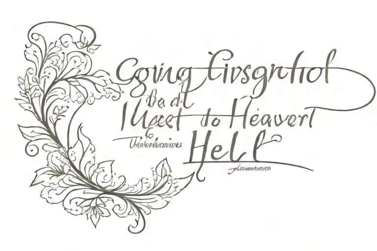 inspirational quote about going through hell to meet a loved one in heaven  tattoo design idea