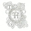 Letters T, F&F, GD, SoH, MDGA in a circle tattoo design idea