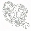 Letters T, F&F, GD, SoH, MDGA in a circle tattoo design idea