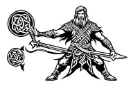 celtic warrior wielding tattoo design idea