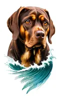 Rhodesian ridgeback ocean waves owlfeathers tattoo design idea