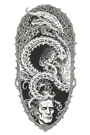 Eldritch Horror movie monster emerging tattoo design idea