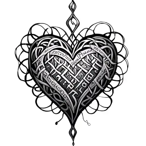 celtic heart made of names tattoo design idea