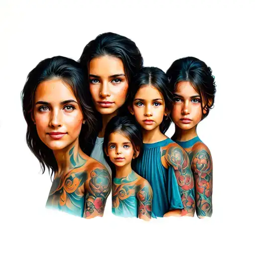 family of 5 tattoo design idea