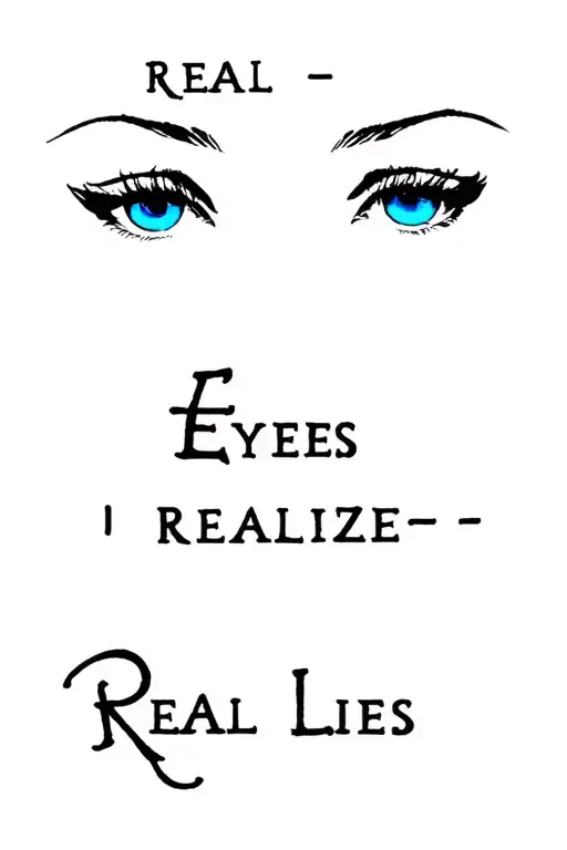 "Real Eyes - Realize- Real Lies" "Real Eyes - Realize- Real Lies" a pair of blue eyes tattoo design idea