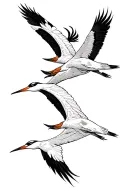 two cranes flying tattoo design idea