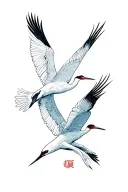 two cranes flying tattoo design idea