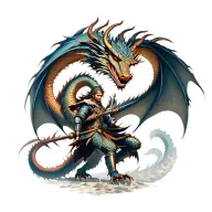 warrior battling a dragon tattoo design idea