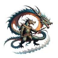 warrior battling a dragon tattoo design idea