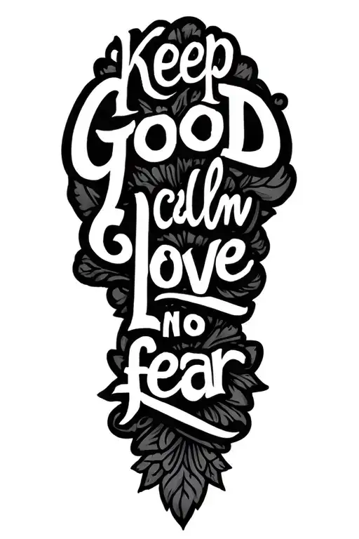 "Keep calm no fear" "God is love" text saying God is love tattoo design idea