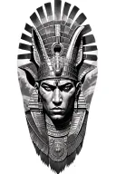 Aztec Warrior With Technology With Egyptian God Anubis, Inka Symbolism, All Seing Eye tattoo design idea