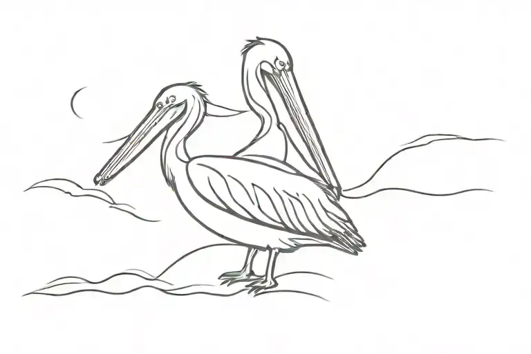 pelican chilling tattoo design idea