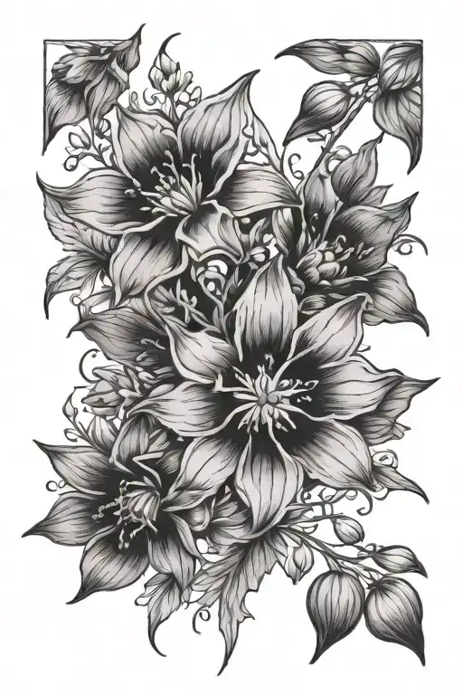 larkspur and cosmos tattoo design idea