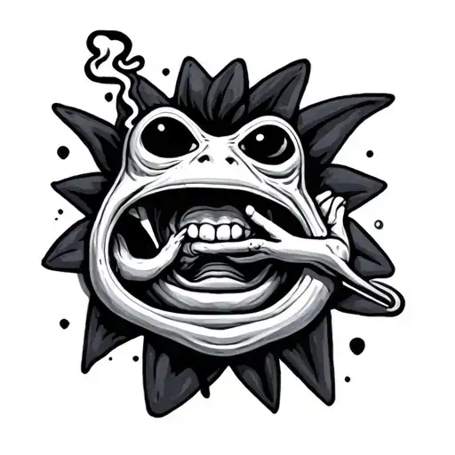 2x2 alien smoking tattoo design idea