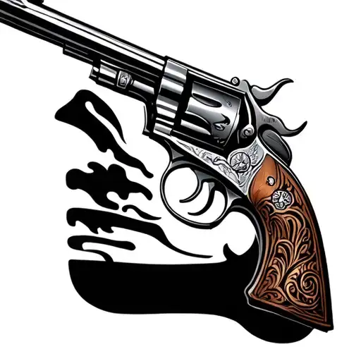 long barrel flintlock pistol tattoo design idea