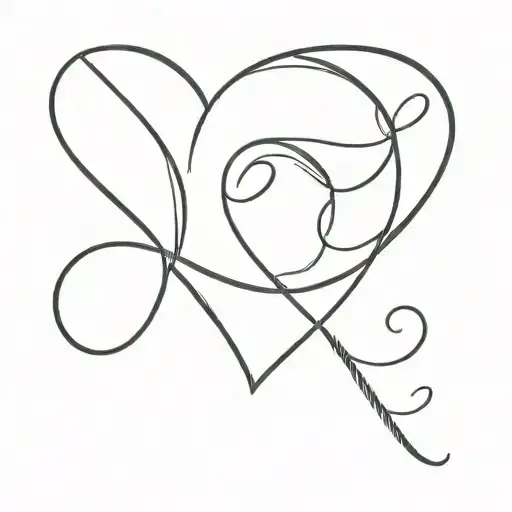 A cursive letter D with a heart  tattoo design idea