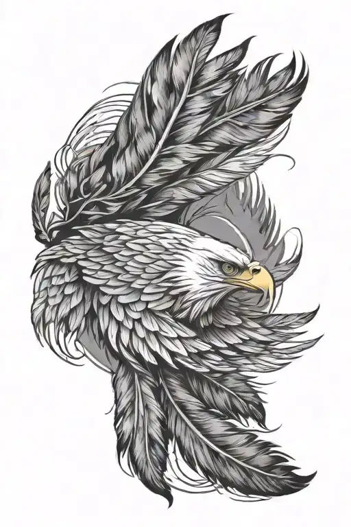 2 eagle feathers falling tattoo design idea