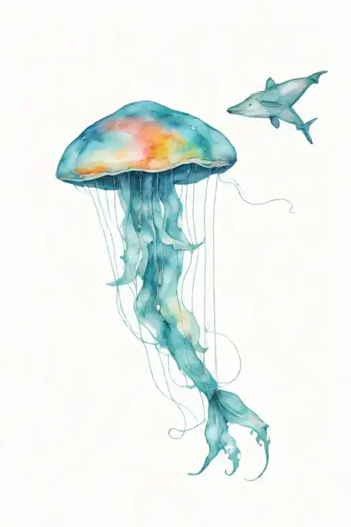 jellyfish stingray, shark horse fish tattoo design idea