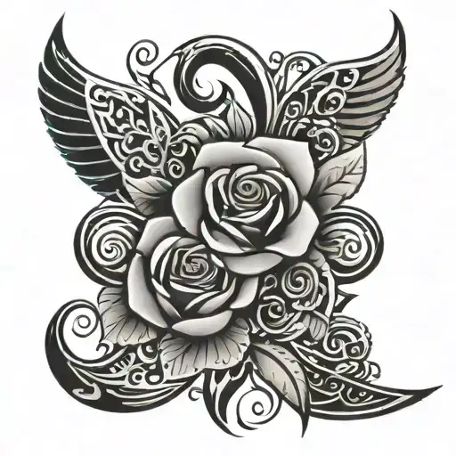 a tattoo saying  healer inhliziyo yam with tribal and roses design tattoo design idea