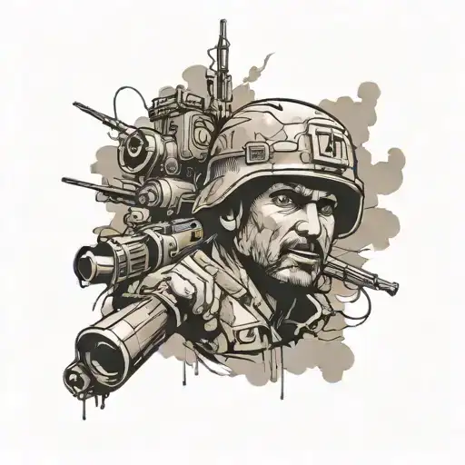 Create image of tattoo located on the arm about a journalist covering the battle of Mosul  tattoo design idea