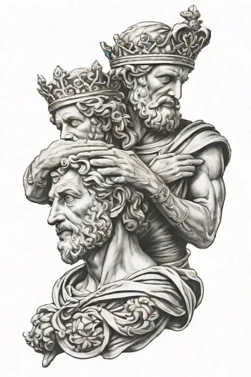 king David holding Goliath's head tattoo design idea