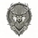 rising sun and deer tattoo design idea