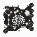 A brain with chemical formulas and economic graphs: tattoo design idea