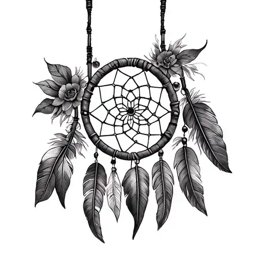3 point, a dream catcher very detailed tattoo design idea