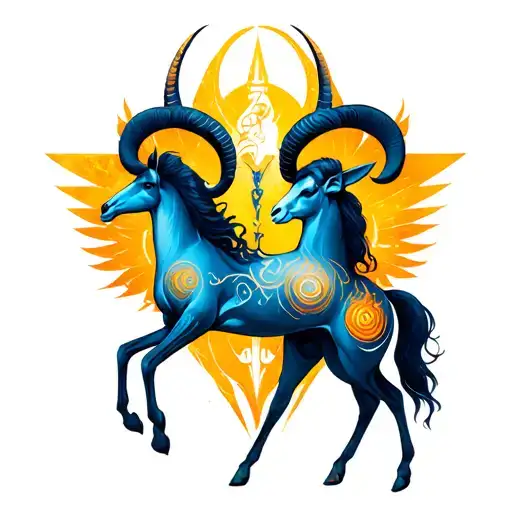 Sagittarius and Aries zodiac sign tattoo design idea