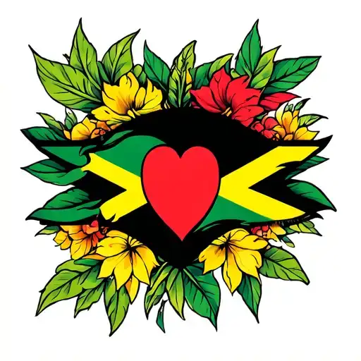One Love with Jamaican Colours tattoo design idea